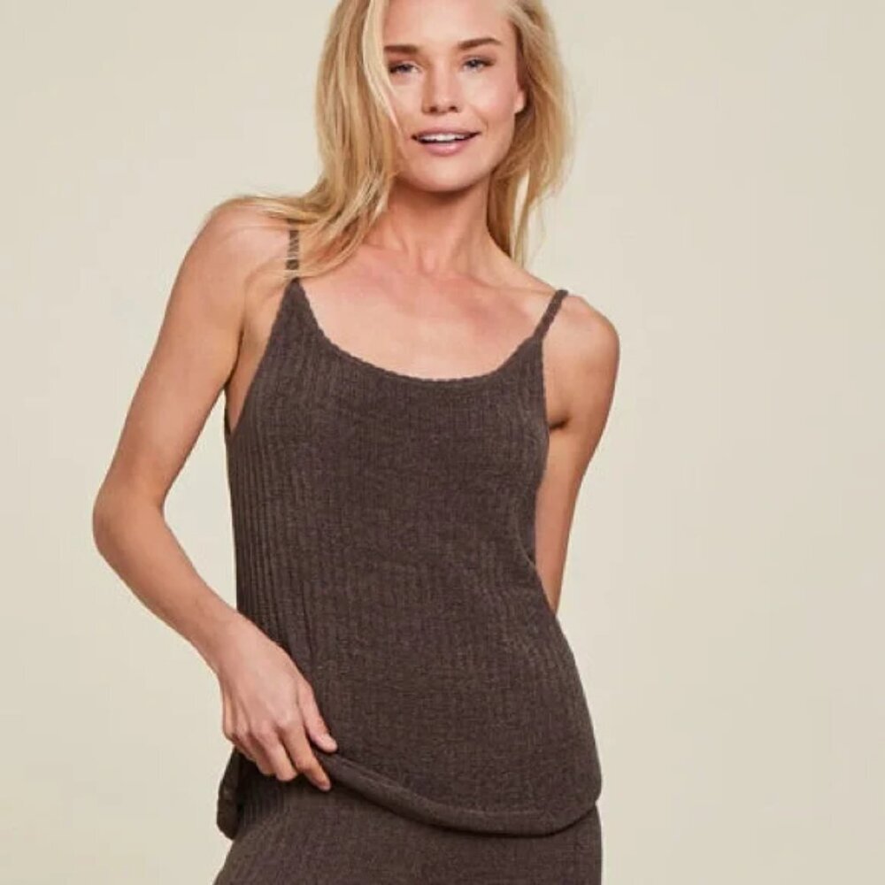 Barefoot Dreams Brown Ribbed Knit Tank Top Large NWT